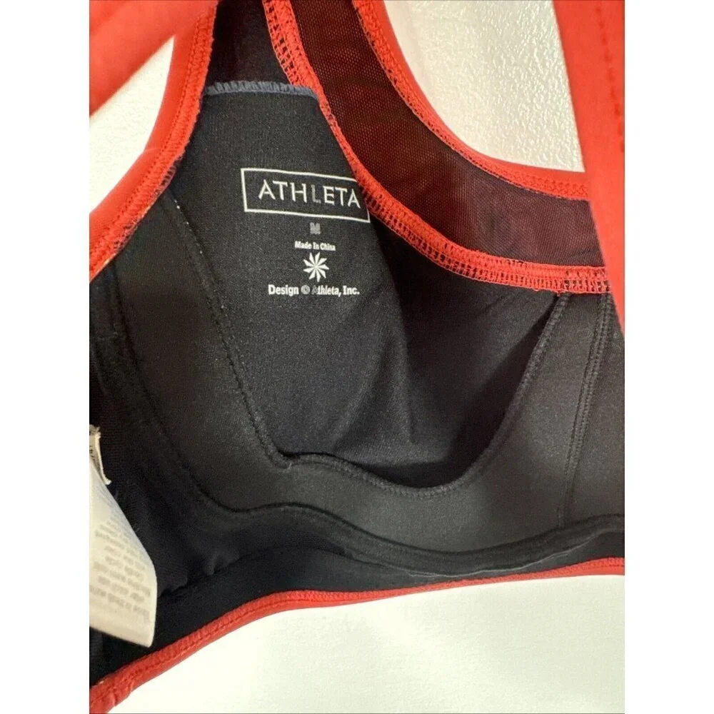 Athleta Women's M‎ Racerback Cutout Back Removable Pads Sports Bra Coral